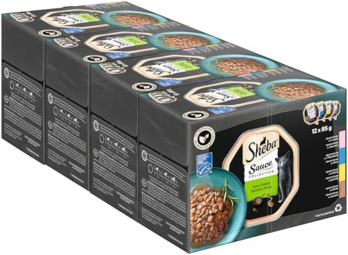 SHEBA Schale Nassfutter Multipack Sauce Collection Feine Vielfalt MSC-Zertifiziert 6 x 12 x 85g