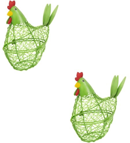 Ciieeo 2piezas Canasta De Almacenamiento De Huevos De Forma De Gallina Cesta Decorativa De Alambre Para Cocina Organizador De Encimera y Almacenamiento De Huevos