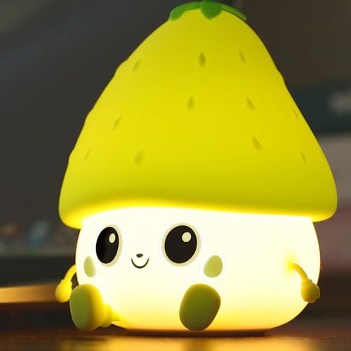 Lampe de Chevet Fraise Silicone Mignonne Rechargeable pour Bébés et Filles (Vert)