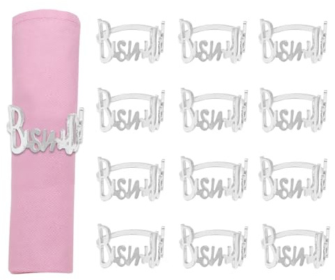 Serviettenringe - 12 Stück Bismillah Letter Metall Serviettenring Set Alphabet Serviettenschnallen Halter Tischdekoration für Hochzeit, Party Deko, Ramadan, Bankett