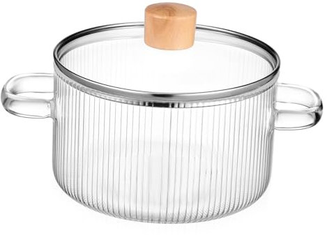 CIYODO Glass Saucepan Stew Pot Lid for Soup Capacity Cooking Pot for Stove Top Use Made of Material for Family Meals