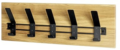 HAKU Wandgarderobe, eiche, schwarz, Massivholz - Maße: B 60 x H 20 x T 10 cm, Style: Modern
