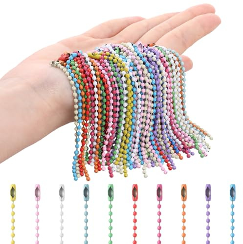 Molain 100 Stück Bunte Kugelkette, Kugelperlenkette, Edelstahl Perlen Rollenkette Mit Passenden Anschlüssen Kugelkette Für DIY-Schmuckherstellung Halsketten Armbänder Schlüsselanhänger(12cm)