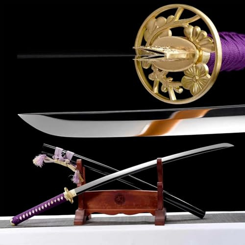 103cm handgefertigtes Samurai Swords,Klinge aus Schnellarbeitsstahl und Schutz aus reinem Kupfer,Scheide aus massivem Holz mit Lack,echtes Katana-Schwerts für Kampfsport,Schenken,Rollenspiele,Iaido