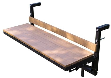 CTREVL Balkontisch Klappbar HäNgetisch, Tisch BalkongeläNder, Balkontisch HäNgend, Geeignet für GeläNder von 3–14,5 cm, TragfäHigkeit 40kg, Geeignet für Balkone InnenhöFe Terrassen AußEnbereich(120x25