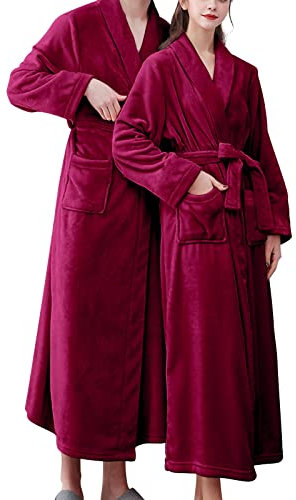 Damen-Bademantel aus Plüsch-Fleece, langer Bademantel mit Gürtel, weicher Bademantel in voller Länge, warme gemütliche Winternachtwäsche, bequeme Flanell-Nachtwäsche für Frauen, perfekt für Zuhause