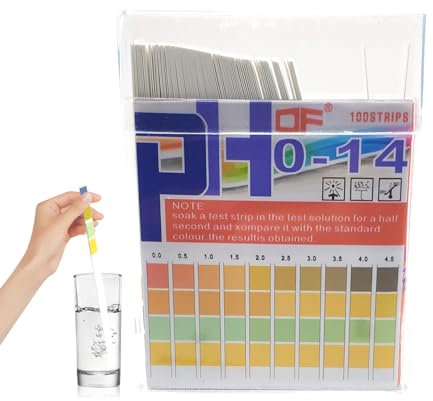 100 Stück Ph Teststreifen,Vierfarbiges Ph-Säure-Base-Testpapier(Ph Wert Teststreifen 0-14),Test Basen Säure Wasser,Urin,Aquarium Haushalt Messstreifen,Streifen Strips