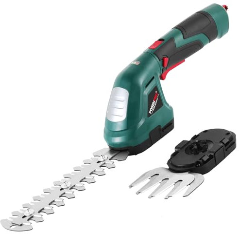 POSENPRO Cordless Hedge Trimmer 7.2V, Grass Shear & Electric Shrub Trimmer - 2 in 1 Handheld Grass Cutter, Hedge Shear with 180° Rotatable Handle, Ideal for Garden, Yard and Lawn
