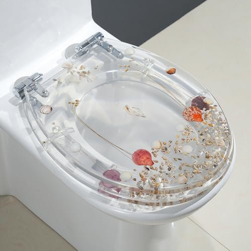 Unikicool Toilettendeckel,Toilettensitz Aus Kunstharz,Transparenter WC-Sitz,WC Sitz Mit Absenkautomatik,WC Sitz Aus Harz Mit Schnellverschluss,Klodeckel Mit Absenkautomatik,Für U/V/O-Typ