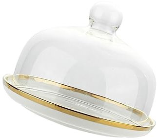 SOLUSTRE Glass Cake Stand Cover Snack Dish Lid Food Cover Glass Dessert Plate Protective for Home