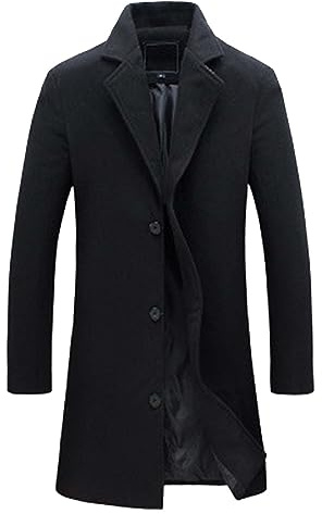 Sakko Hombre Negro Largo - Blazer Abrigos Hombres Monocolor Con Cuello de Solapa Blazer de Punto de un solo pecho Traje Casual Ropa Formal de Negocios Abrigo Formal Moderno Abrigo Deportivo, Negro ,