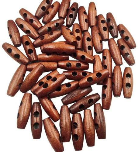 50 Stück Knebelknöpfe aus Holz, zum Nähen, Stricken und Häkeln, perfekt für Oberbekleidung, Mäntel, Strickwaren, 30 mm Länge, Holz