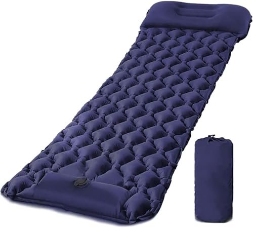 Camping Inflatable Sleeping Mat with Pillow, Ultralight Waterproof Camping Mat, Compact Portable Single Sleeping Pad, Air Mattress for Camping, Backpacking, Hiking, Travelling, Tents and Outdoor Use