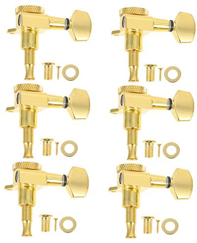 Supvox Goldene Gitarrenwirbel aus Legierung Vollständig Geschlossene Bauweise mit Locking Funktion für Gitarre Leicht zu Montieren 6 Stück