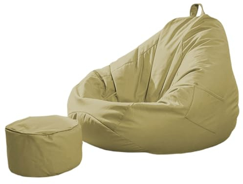 DECORN Funda para puf con Funda para reposapiés (sin Relleno), Funda Impermeable para Guardar Peluches Funda de Repuesto para Adultos,Beige,90x100cm