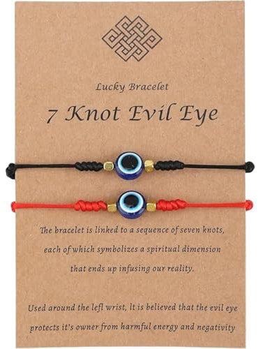 2 Pcs Evil Eye Bracelet Men, Evil Eye Protection Bracelets, Durable Friendship Bracelets Beautiful Womens Bracelet Suitable for Couples, Sisters and Brothers