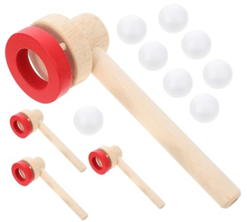 FIXOSHEE Schwimmendes Ballspielzeug Aus Holz Für Kinder Und Erwachsene 4 Stück Mit Schwebenden Blasrohrbällen Sensorisches Atem Und Gleichgewichtstrainingsspielzeug