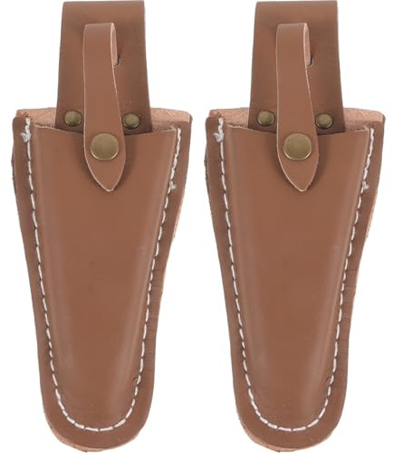 BEBEMOKO 2 piezas Funda para Tijeras de Podar de Cuero Genuino Estuche Protector Resistente para Herramientas de Jardinería Soporte Práctico para Tijeras y Alicates y Cómodo para Uso