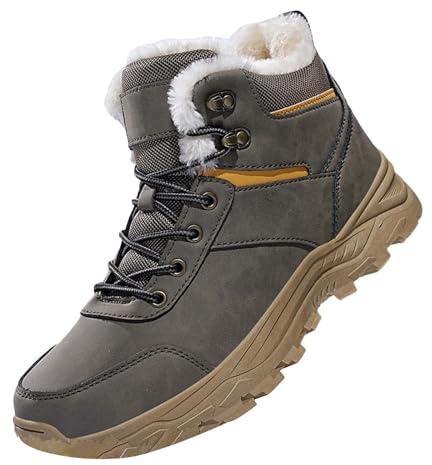 Generisch Men's Winter Boots, High-Top Hiking Boots, Thick Sole, Thermal Boots, Warm Snow Boots, Non-Slip Winter Boots with Flat Lining, Comfortable, Abrasion-Resistant, Lace-Up Shoes, Sizes 39-48