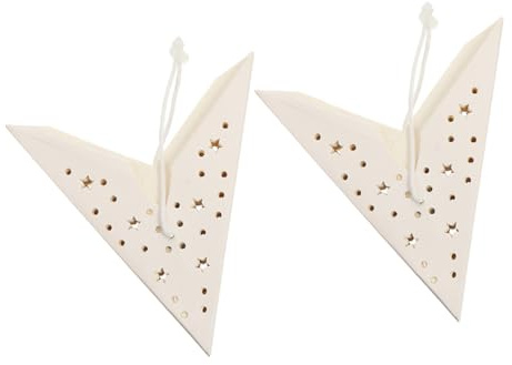 IWOWHERO 2 Stück Papier Stern Lampenschirme 35cm Weiß Faltbare Weihnachtsstern Laternen Deko Hängende Papierlampenschirme für Wohn und Schlafzimmer