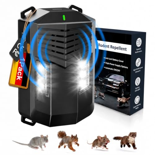 YETEE Marderschreck Ultraschall mit Blitzlicht & Sensorsteuerung – Marderabwehr Auto & Haus – Schutz für Motorraum, Dachboden, Garage & Lager, flexibel nutzbar mit Netzteil oder AA-Batterien
