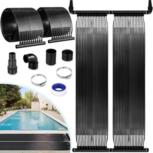 LIFERUN Solcellspanel, pooluppvärmning 600 x 150 cm, soluppvärmning pool, pool upp till 48 000 l vatteninnehåll, solmatta värmematta, UV-beständig plast, valfri utbyggbar