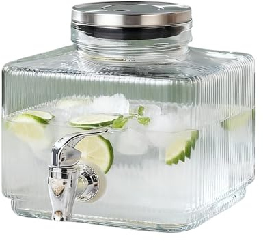 Brocca in vetro da 5 litri con meccanismo ergonomico del rubinetto e parti staccabili lavabili in lavastoviglie Lavabile in lavastoviglie Brocca con rubinetto Dispenser d'acqua in vetro con rubinetto