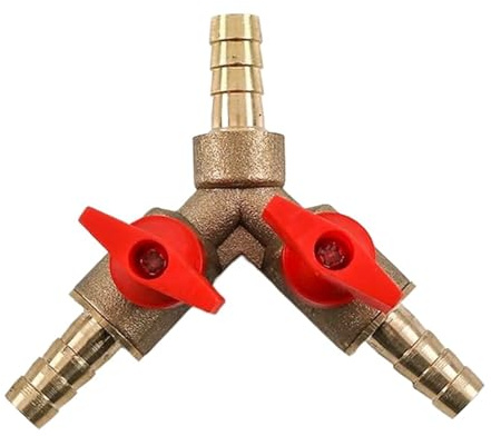 8mm/10mm/12mm Y Type Hose Barb Three 3 Way Brass Shut Off Ball Valve Pipe Fitting Connector Adapter for Fuel Gas Water Oil Air(8mm)