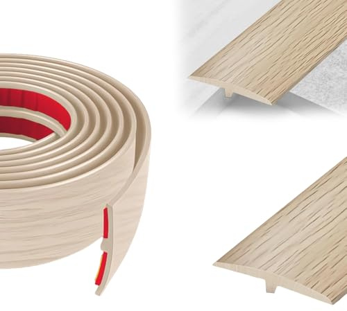 ZKAILCF Perfil de Transición Para Suelo Tapajuntas Suelo Autoadhesivo en T De 5cm x 3m Arce Tira De PVC Flexible Ancho Para Umbral De Puerta Madera Azulejos Y Juntas De Dilatación