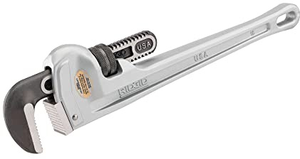 RIDGID 31110 Model 836 36 Aluminum Straight Pipe Wrench with 5 Pipe Capacity, 40% Lighter Aluminum Straight Plumbing Wrench with I-Beam Handle