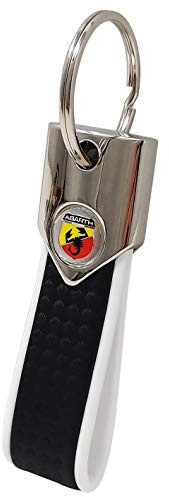 Abarth offizieller Schlüsselanhänger, kohlefaser Look und weiß