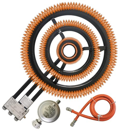 60 cm Gasbrenner für Paella & Grill, 3 Edelstahl-Flammenringe, 30 kW Leistung , Für 30–100 cm Pfannen Propan,Butan und Naturgas Outdoor geeignet.