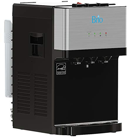 Brio Dispensador de Agua autolimpiante sin Botella para encimera con filtración, Agua Caliente fría y a Temperatura Ambiente. Filtros de Repuesto adicionales incluidos - Aprobado por UL/Energy Star