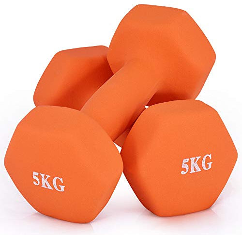 ZTJ-Lighting Neopren Dumbells, Set 2 Hand Hanteln Gewichte, Home Gym Fitness Arm Hand Gewichte Pilates Hanteln Set, Gewichte verfügbar - 2 kg, 3 kg, 4 kg (als Paar verkauft),Orange,4KG*2