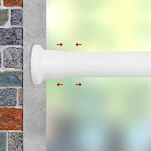 Refrze Room Divider and Shower Curtain Rod, Premium Tension Windows Curtain Rod - No Drilling, Adjustable Bathroom Stall Tension Pole - White, 122-150 Inch
