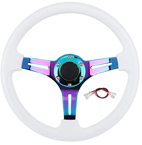 sportlenkrad drift Lenkrad, 14 Zoll 6 Loch Rennlenkrad Buntes Speichen ABS Drift Rad Universal für Autos