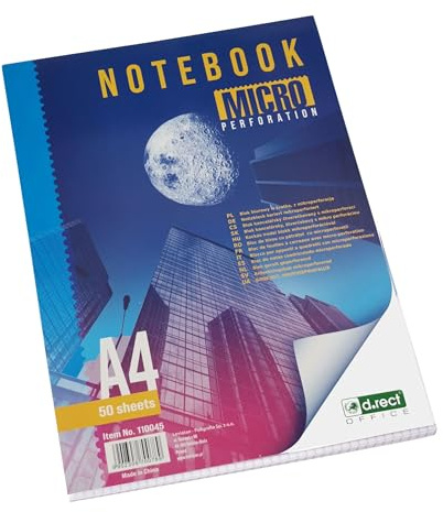 D.RECT 110045 Bloc à lettres microperforé 70 g/m² A4 50 feuilles