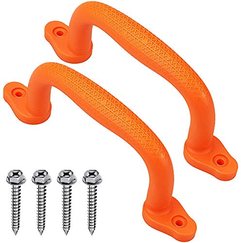 SELEWARE Non-Slip Plastic Kids Playground Grab Handles - Hand Grip Bar for Playhouse, Treehouse, Climbing Frame, Jungle Gym, Swing Set Accessories Playset Handles (Oranger)