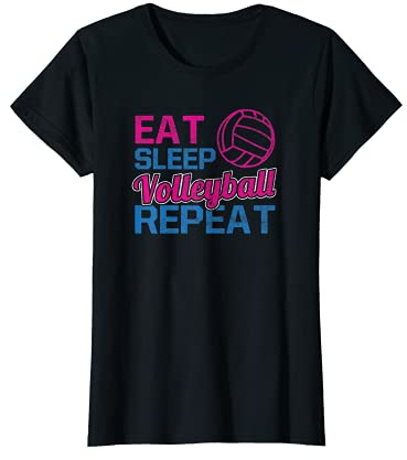Damen Volleyball Girlie Outfit - Cool Eat Sleep Mädchen Pink Style T-Shirt