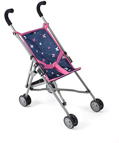 Bayer Chic 2000 Puppenbuggy Roma, Puppenwagen, Mini-Buggy, Butterfly, Navy-pink, 601-33, 50 x 29 x 57 cm