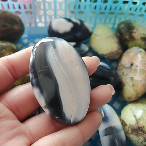 HXSCOO 1 Uds., Piedra de Palma de Cuarzo, Cristales de ágata Natural, Piedra de Palma, Piedra de Orca, Piedra curativa (Size : 40-60g)