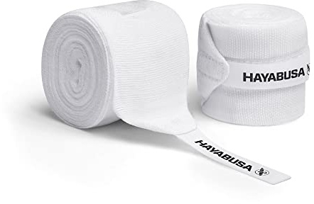 Hayabusa Gauze Boxing Hand Wraps for Men and Women Starter Thumb with Loop Hook & Loop Closure- White, 180 Inches