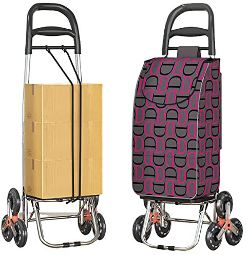 SADOMAIN Einkaufstrolley 45L | Multifunktions Einkaufswagen Treppensteige Tragfähigkeit 40kg | 2 in 1 Treppensteiger Einkaufstrolley mit Verstellbarem Spannseile (Grey)