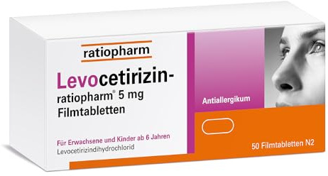 Levocetirizin-ratiopharm 5 mg Filmtabletten, 50 Stück, bei Heuschnupfen | Bewährte Hilfe bei Heuschnupfen, ganzjährigen Allergien oder chronischer Nesselsucht