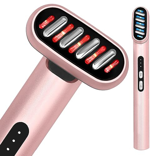 Haloby Varita Facial 5 en 1 | Dispositivo de Microcorriente y Luz LED para Antienvejecimiento | Masajeador Facial Con Terapia de Luz Roja y Azul, Calor para Rejuvenecimiento