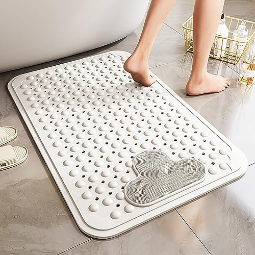Duschmatte rutschfest 120x80cm,Antirutschmatte Dusche mit Saugnäpfe und Abflusslöcher,Badewannenmatte rutschfest,Duscheinlage rutschfest Massage,Antirutschmatte Badewanne,Maschinenwaschbar(Weiß)