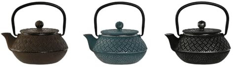 Home ESPRIT Tetera Azul Marrón Negro Acero Inoxidable Hierro 400 ml (3 Unidades)