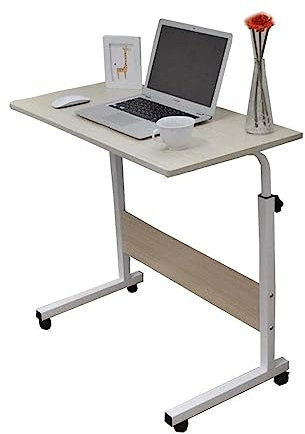 POCHY Betttische Überbetttisch, höhenverstellbarer Überbett-Nachttisch, Beistelltisch aus dickem Stahlrohr mit Rollen, tragbarer, rollender Laptop-Tisch luxuriös