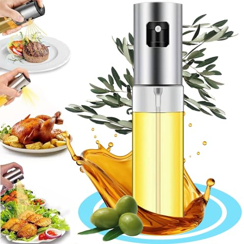 Dekohome Huilier Spray pulvérisateur pour cuisine en acier inoxydable et verre, pour friteuse à air, 100 ml