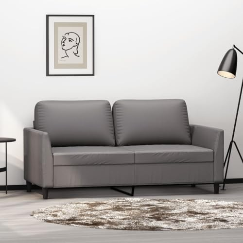 Gecheer Divano Moderno 3 Posti in Similpelle Grigia, 160x77x80 cm